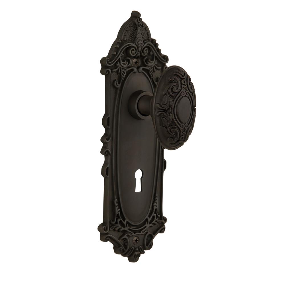 Nostalgic Warehouse VICVIC Mortise Victorian Plate with Victorian Knob and Keyhole in Oil